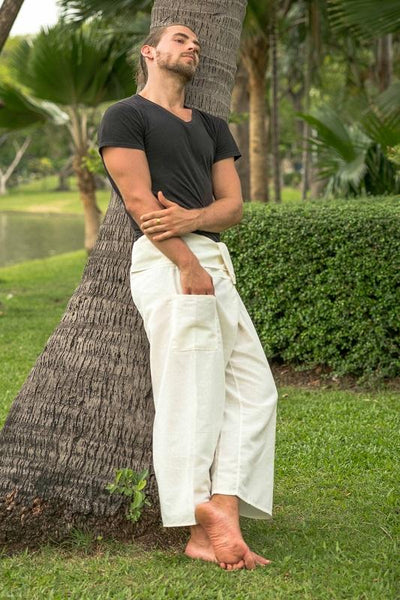 Pantalon Pescador Blanco para Hombre Pantalonesthai Pantalones Thai