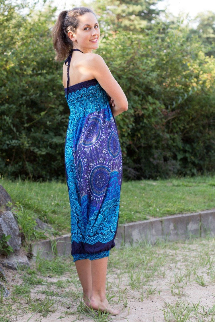 Pantalón Flor Azul Turquesa