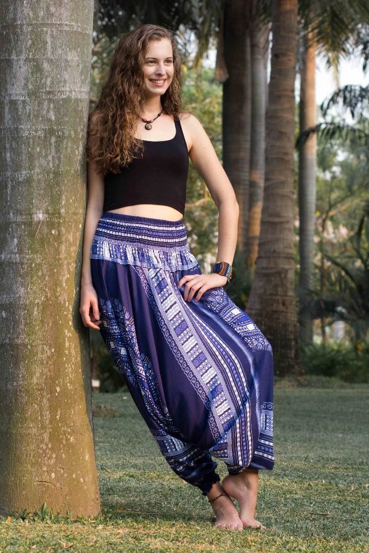 Pantalón Thai Azul cómodo, ideal para yoga, meditación y danza