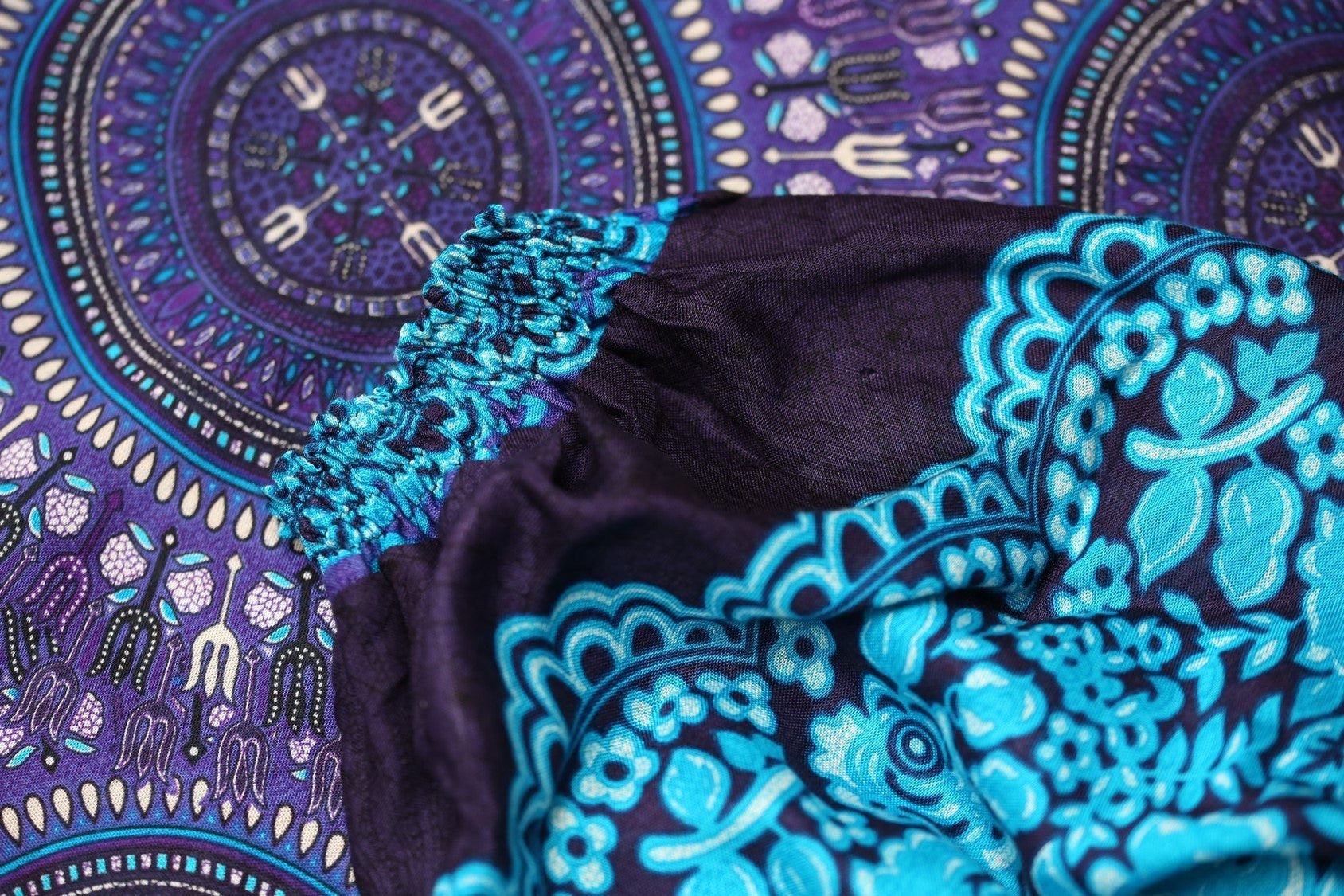 Pantalón Flor Azul Turquesa_