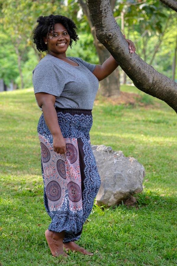 Pantalón Flor Azul Plus Size_