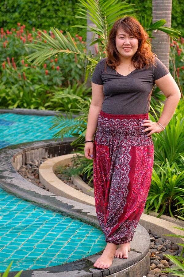 Pantalón Flor Rojo Plus Size